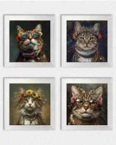 Posterset 'Hippycats D1' - 4 Poster
