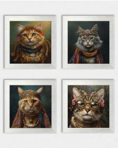 Posterset 'Hippycats D2' - 4 Poster