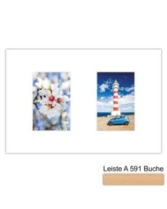 Galerierahmen Design 4200, 25x37,5, 2 Ausschnitte 10x15 buche-natur