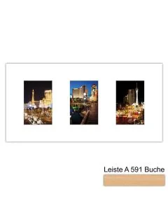 Galerierahmen Design 4201, 25x50, 3 Ausschnitte 10x15 buche-natur