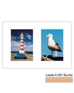 Galerierahmen Design 4204, 25x37,5, 2 Ausschnitte 13x18 buche-natur