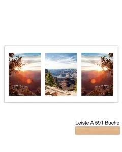 Galerierahmen Design 4209, 25x50, 3 Ausschnitte 15x20 buche-natur