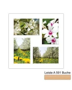 Galerierahmen Design 4226, 30x30, 4 Ausschnitte 10x15 buche-natur