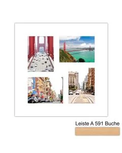 Galerierahmen Design 4235, 50x50, 4 Ausschnitte 15x20 buche-natur