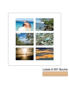 Galerierahmen Design 4236, 50x50, 6 Ausschnitte 13x18 buche-natur