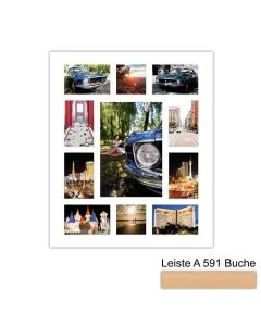 Galerierahmen Design 4237, 50x60, 1 Ausschnitt 20x30, 8 Ausschnitte 10x15, 2 Ausschnitte 10x10 buche-natur