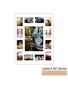 Galerierahmen Design 4242, 60x80, 1 Ausschnitt 30x40, 12 Ausschnitte 10x15 buche-natur