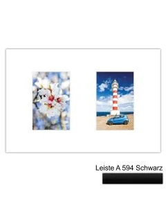 Galerierahmen Design 4200, 25x37,5, 2 Ausschnitte 10x15 mattschwarz
