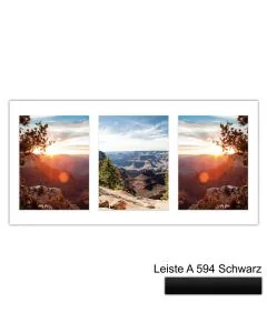 Galerierahmen Design 4209, 25x50, 3 Ausschnitte 15x20 mattschwarz