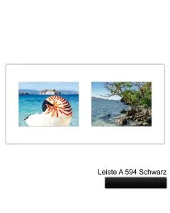 Galerierahmen Design 4220, 25x50, 2 Ausschnitte 15x20 mattschwarz