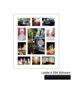 Galerierahmen Design 4237, 50x60, 1 Ausschnitt 20x30, 8 Ausschnitte 10x15, 2 Ausschnitte 10x10 mattschwarz