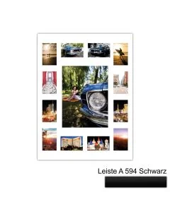 Galerierahmen Design 4242, 60x80, 1 Ausschnitt 30x40, 12 Ausschnitte 10x15 mattschwarz