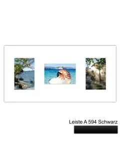 Galerierahmen Design 4251, 25x50, 3 Ausschnitte 10x15 mattschwarz