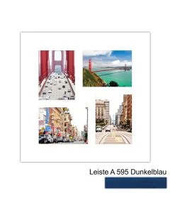 Galerierahmen Design 4235, 50x50, 4 Ausschnitte 15x20 dunkelblau