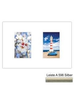 Galerierahmen Design 4200, 25x37,5, 2 Ausschnitte 10x15 altsilber