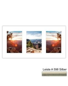 Galerierahmen Design 4205, 25x50, 3 Ausschnitte 13x18 altsilber