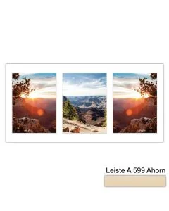 Galerierahmen Design 4209, 25x50, 3 Ausschnitte 15x20 ahorn-natur