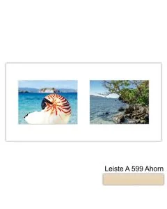 Galerierahmen Design 4220, 25x50, 2 Ausschnitte 15x20 ahorn-natur