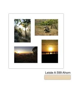 Galerierahmen Design 4229, 40x40, 4 Ausschnitte 13x18 ahorn-natur