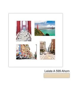 Galerierahmen Design 4235, 50x50, 4 Ausschnitte 15x20 ahorn-natur