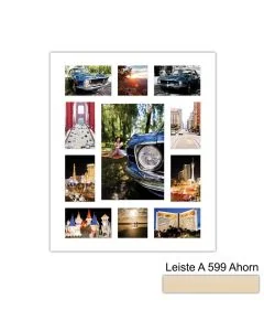 Galerierahmen Design 4237, 50x60, 1 Ausschnitt 20x30, 8 Ausschnitte 10x15, 2 Ausschnitte 10x10 ahorn-natur