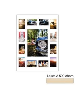 Galerierahmen Design 4242, 60x80, 1 Ausschnitt 30x40, 12 Ausschnitte 10x15 ahorn-natur