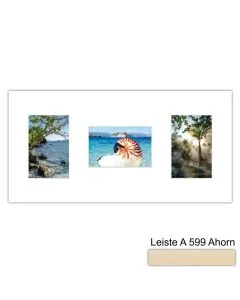 Galerierahmen Design 4251, 25x50, 3 Ausschnitte 10x15 ahorn-natur