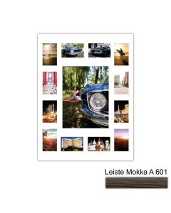 Galerierahmen Design 4242, 60x80, 1 Ausschnitt 30x40, 12 Ausschnitte 10x15 mokka