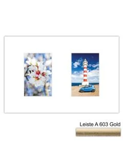 Galerierahmen Design 4200, 25x37,5, 2 Ausschnitte 10x15 altgold