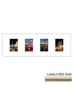 Galerierahmen Design 4202, 25x77, 4 Ausschnitte 10x15 altgold