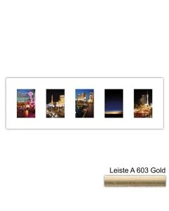 Galerierahmen Design 4203, 25x77, 5 Ausschnitte 10x15 altgold