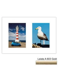 Galerierahmen Design 4204, 25x37,5, 2 Ausschnitte 13x18 altgold