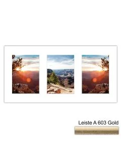 Galerierahmen Design 4205, 25x50, 3 Ausschnitte 13x18 altgold