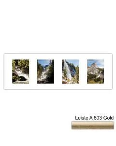 Galerierahmen Design 4206, 25x77, 4 Ausschnitte 13x18 altgold