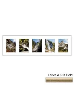 Galerierahmen Design 4207, 25x87,5, 5 Ausschnitte 13x18 altgold