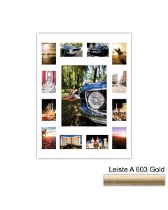 Galerierahmen Design 4242, 60x80, 1 Ausschnitt 30x40, 12 Ausschnitte 10x15 altgold