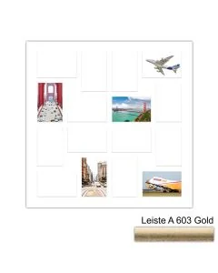 Galerierahmen Design 4245, 60x60, 16 Ausschnitte 10x15 altgold