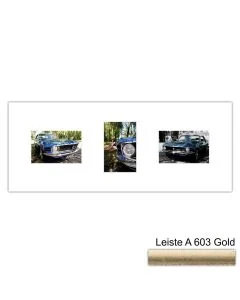 Galerierahmen Design 4248, 25x62,5, 3 Ausschnitte 10x15 altgold