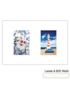 Galerierahmen Design 4200, 25x37,5, 2 Ausschnitte 10x15 schneeweiss