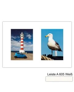 Galerierahmen Design 4204, 25x37,5, 2 Ausschnitte 13x18 schneeweiss