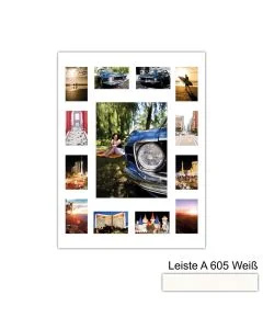 Galerierahmen Design 4242, 60x80, 1 Ausschnitt 30x40, 12 Ausschnitte 10x15 schneeweiss