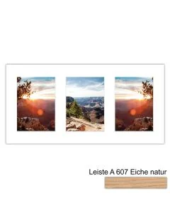 Galerierahmen Design 4205, 25x50, 3 Ausschnitte 13x18 braun-eiche-natur