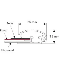 Klapprahmen 25mm Ecken rund Silber