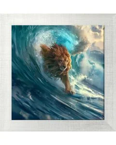 Poster mit Motiv 'Surfing Lion'
