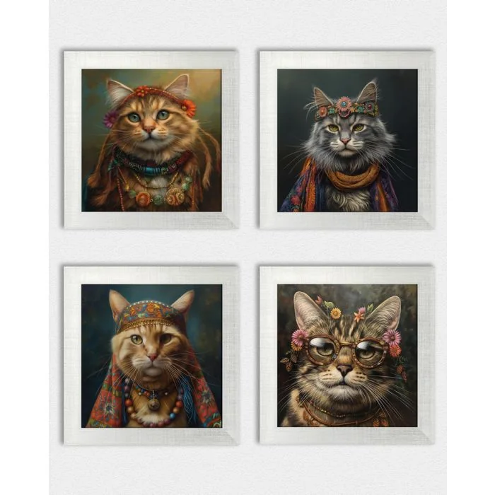 Posterset 'Hippycats D2' - 4 Poster