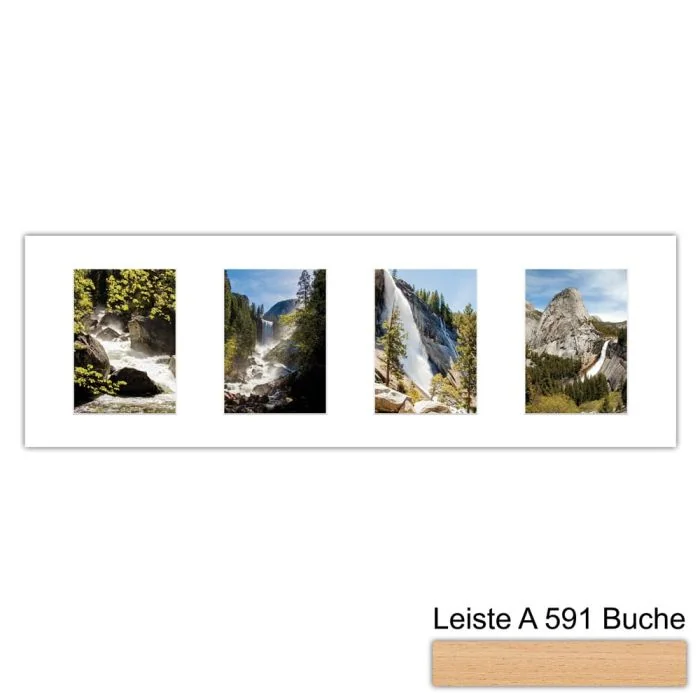 Galerierahmen Design 4206, 25x77, 4 Ausschnitte 13x18 buche-natur
