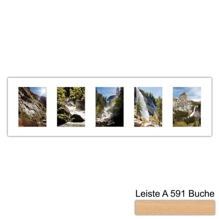 Galerierahmen Design 4207, 25x87,5, 5 Ausschnitte 13x18 buche-natur