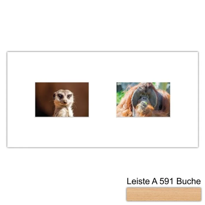 Galerierahmen Design 4212, 25x50, 2 Ausschnitte 10x15 buche-natur