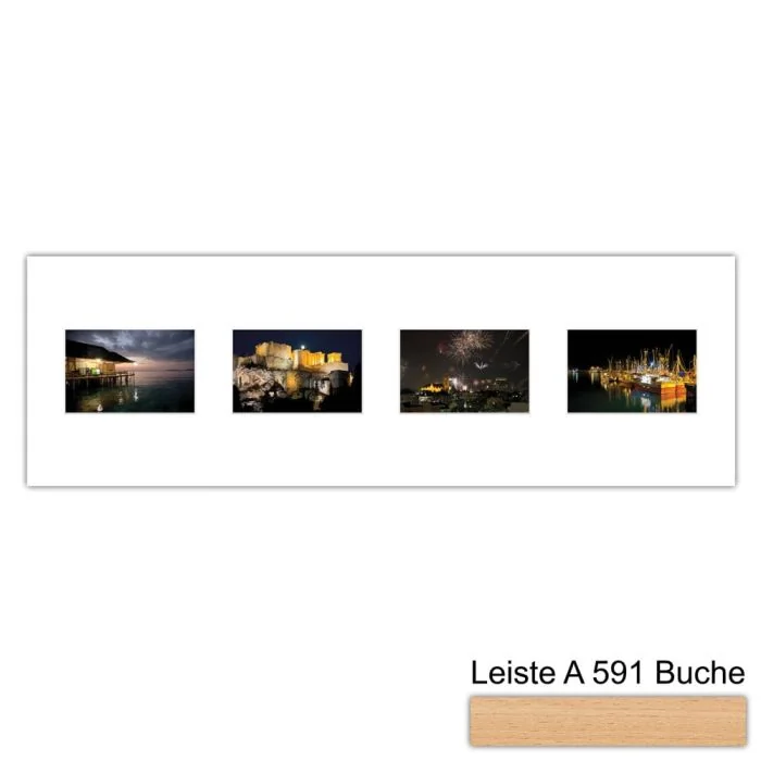 Galerierahmen Design 4214, 25x77, 4 Ausschnitte 10x15 buche-natur