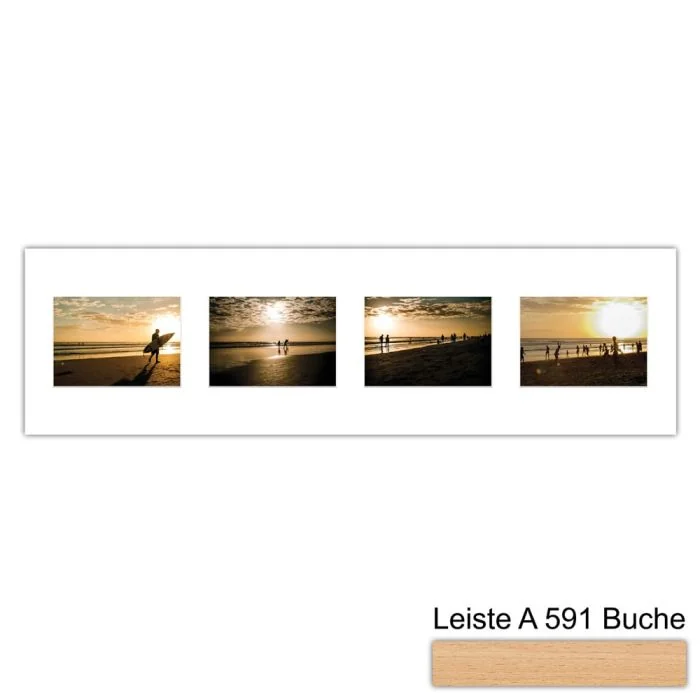 Galerierahmen Design 4218, 25x87,5, 4 Ausschnitte 13x18 buche-natur